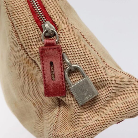 PRADA Hand Bag Canvas Red Silver Auth bs25015 - Picture 10 of 16